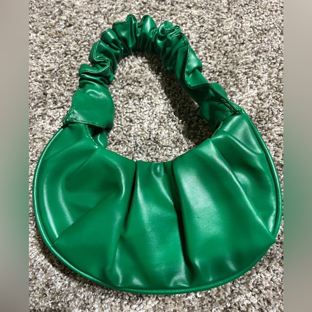 Vibrant Green Ruched Shoulder Bag